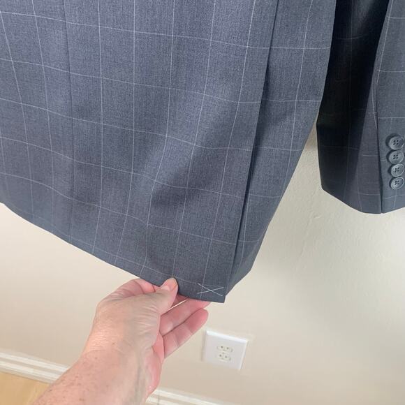 NEW JOE Joseph Abboud Size 38R Men's Windowpane Blazer Jacket Charcoal Gray - Picture 7 of 13